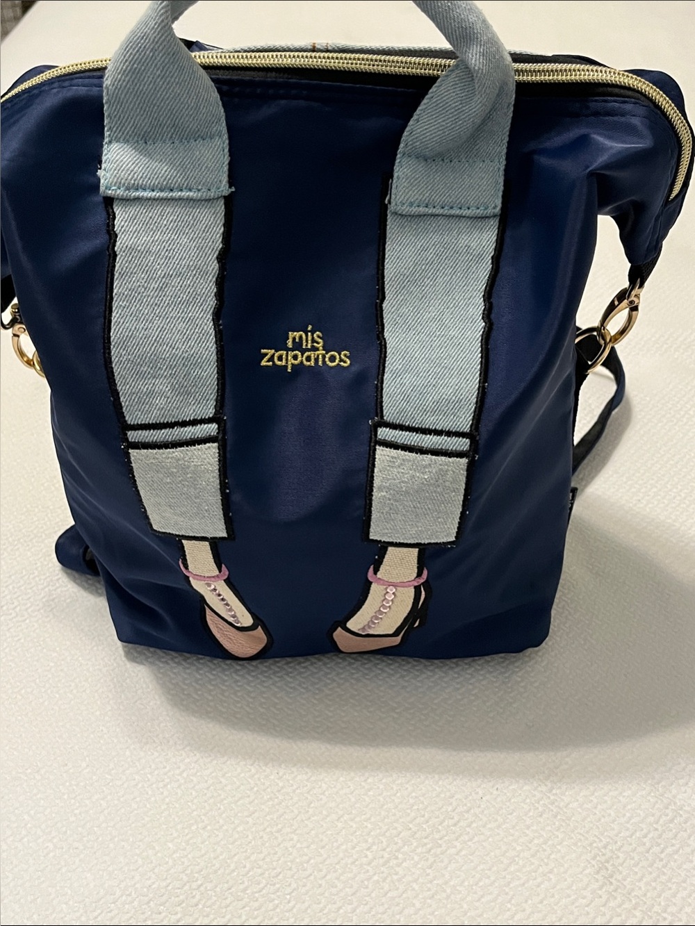 Mis Zapatos Navy Women's Backpack Tote